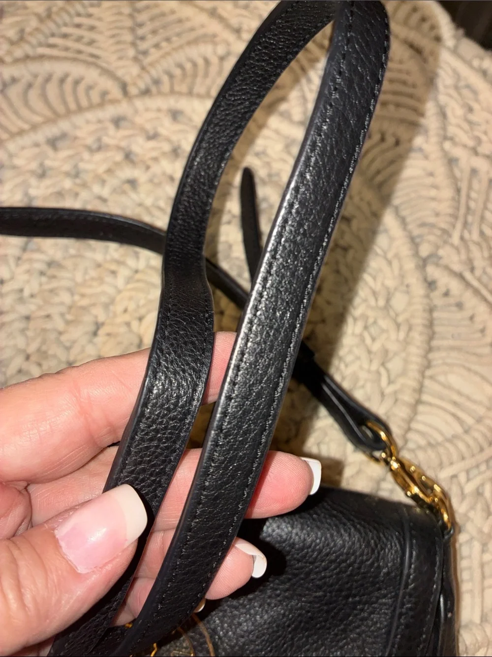 Tory Burch Black Pebbled Leather Crossbody with Gold Logo